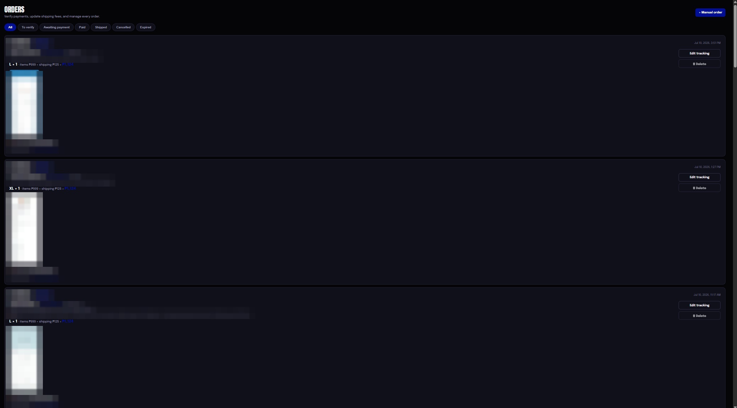 Wave3 admin CMS — payment proof verification workflow